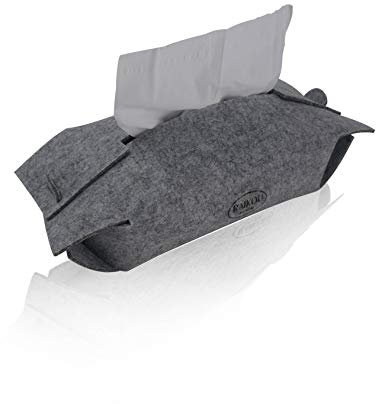 RAIKOU Filz Kosmetiktuchbox Taschentuchbox dekorative Box robuster Taschentuch Spender aus 100% Filz Zupfbox (Grau)