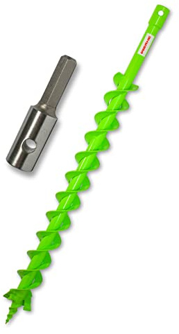 WERHE Profi Bohrer für Erdbohrer 60 mm Pfahlbohrer Brunnenbohrer präzise Bohrspitze Doppelspiral Hartmetall eco Farbe mit Hex Adapter
