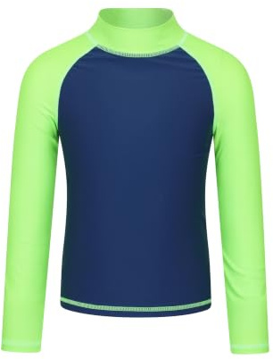Mountain Warehouse Kids Rash Vest - UV Protection Rash Guard, Long Sleeves Childrens Rash Shirt, Flat Seams, Quick Drying, Stretch Fabric - Spring Summer, Swimming Green Kids Size 3-4 Years