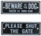 AB Tools Two Garden Gate Signs - 'Beware of Dog' & 'Shut the Gate' Dog Warning SIgn