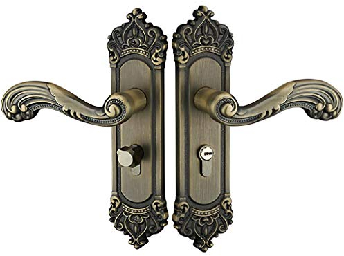 Tubayia Aluminiumlegierung Türschloss Türgriff Türdrücker mit 3pcs Schlüssel für Innentür Badezimmer (Europäische Bronze)