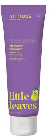 ATTITUDE Hair Conditioner for Kids, Dermatologically Tested Products, Plant- and Mineral-Based Detangler, Vegan, Vanilla & Pear, 240 mL