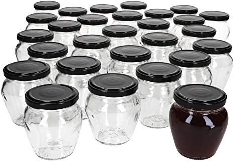 MamboCat Lot de 75 bocaux à confiture de 212 ml - Couvercle noir - Twist-Off to 63 I bocaux de conservation I fruits, antipasti, confitures, gelée, etc. I Accessoire de conservation