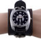 FENKOO Unisex Punk Style Uhr Skorpion dekorative Schädel Muster schwarzer Gürtel Uhr (Color : Black)