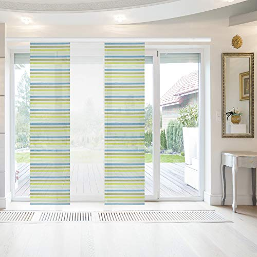 Bestlivings Flächenvorhang Elena 3er Pack gestreift 60 x 260 cm (B x H) in Petrol Grün, Schiebevorhang mit Streifen