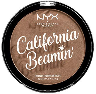 NYX Professional Makeup California Beamin' Bronzer Puder für Gesicht und Körper, Schimmerndes Kompaktpuder, Vegane Formel, Satin Finish, 14 g, Farbton: The Golden One