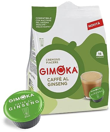 Gimoka - 16 Capsule Compatibili con Macchinetta Caffè Nescafé®* Dolce Gusto®* - Caffè al Ginseng – Made in Italy
