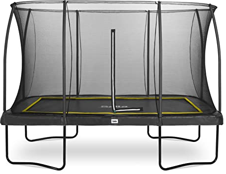 Salta Comfort Edition - Trampolin mit Sicherheitsnetz – 214x153/305x214/366x244cm - Rechteckig - Schwarz/Grün/Pink (366 x 244 cm, Schwarz)