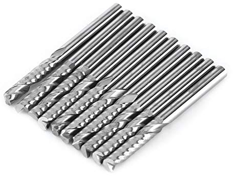 Nimoa Schaftfräser, 10 Stück Endmühle Wolframcarbid-CNC-Spiral-Einkantenfräser End Mills Tungsten Carbid CNC Spiraler Einkanten-Fräser-Router-Router-Bits (4 mm Schaft)