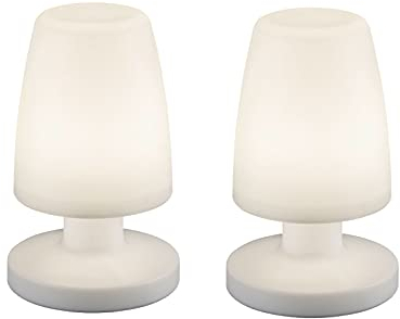 2er SET - kleine wiederaufladbare Outdoor Akku Tischleuchten Weiß Höhe 20cm