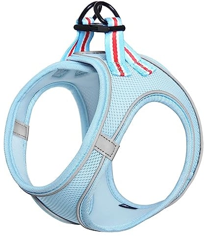 HEELE Hundegeschirr für Hunde Geschirr Hund Klein Weich Mesh Brustgeschirr für Mittlere und Kleine Hunde, Verstellbare Reflektierende Atmungsaktive Welpengeschirr, Reflektierend, Blau, 2XS