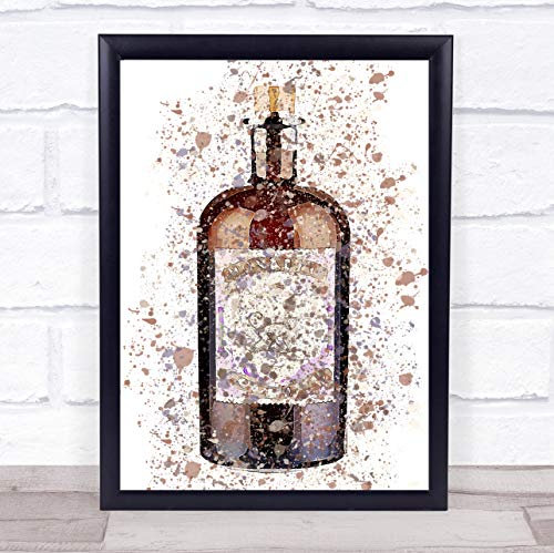 Fingerprint Designs Watercolour Splatter Monkey Gin Bottle Wall Art Print
