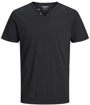 JACK & JONES Jjesplit Neck camiseta SS Camiseta, Negro/Ajuste Slim, XL Hombres