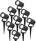 HOFTRONIC - 9er Spikey LED Gartenstrahler mit Erdspieß - 4 Watt 345lm - 6500K Tageslichtweiß - Schwarz - IP64 Wasserdicht - Außenlampe für Beleuchtung von Garten, Terrasse, Pflanzen, Wegen, Teich