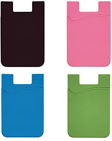NA Cell Phone Card Wallet 4 Pcs Phone Wallet Phone Card Holder Cell Phone Case Adhesive for Stick on Adhesive Silicone Credit Card Holder Most Smartphones