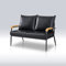 TUKAILAI 2-Sitzer-Loveseat, Kunstleder, Eichen-Massivholz, Schwarz, B 108 x T 61 x H 65 cm