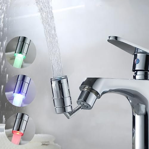 Dogxiong 3-Color LED Water Faucet Light, 720° Swivel, Temperature Sensitive, ABS Material, Unfinished, ff5bf410-c81f-487c-a791-bae138cb9c71