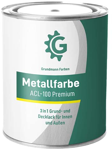 Grundmann Metallfarbe ACL 100 - Braun 0,7 Kg - Seidenmatt - 4in1 Metallschutzlack inkl. Rostschutz und Grundierung - RAL 8004 Kupferbraun
