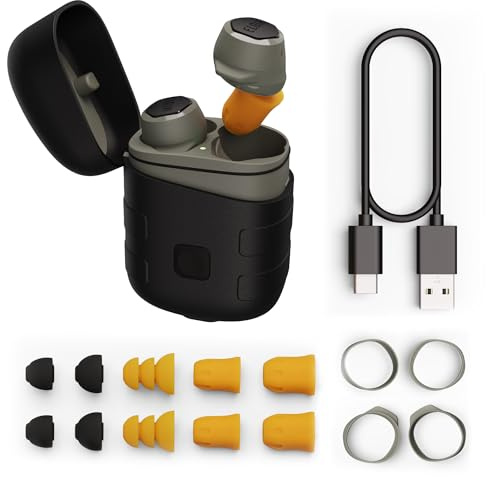 Elgin Rebel True Wireless Earbuds, 25dB Noise Reduction Bluetooth Kopfhörer, Noise Cancelling Mic, 12+ Stunden Akkulaufzeit, IP65 Wasserdicht, OSHA-konformer Gehörschutz für die Arbeit