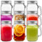 Yishik 16 oz Glass Mason Drinking Jars with Lids,9 Pack Reusable Mason Jars with Handle,480ml Glass Overnight Oats Jar,Beer Mugs for Smoothies,Preserve,Cocktails,Party Favors