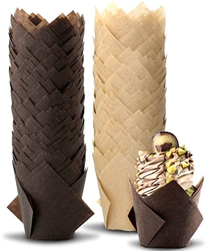 Anaeat Tulip Cupcake Liners Pack of 200, Paper Baking Cups & Muffin Liners Holders - Grease Resistant Cupcake Wrappers for Birthday, Party, Wedding, Christmas