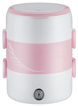 Lunch Box Elettrico, Scaldavivande Portatile da 1,3 L con 2 Contenitori in Acciaio Inossidabile Rimovibili 220 V, Adatto per Ufficio, Scuola E Casa, Nero, 3 Piani (Rosa 3 Piani)