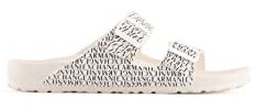Armani Exchange Herren Allover Logo Pool Slide Sandal, Optic White+Black, 44 EU