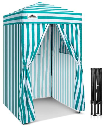 EAGLE PEAK Flex Ultra Compact 1.2mx1.2m Pop-up Canopy, Sun Shelter, Changing Room, Portable Privacy Canopy Cabana for Pool, Fashion Photoshoots, or Camping, White/Light Blue