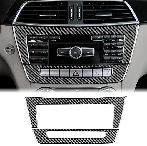 JORAsa Für Mercedes Benz C-Klasse W204 C220 CDI C200 C350 4MATIC Coupe Kohlefaser Zubehör Auto Multimedia Center Control Frame Aufkleber Innenverkleidung 2010 2011 2012 2013 (TypeA Schwarz)