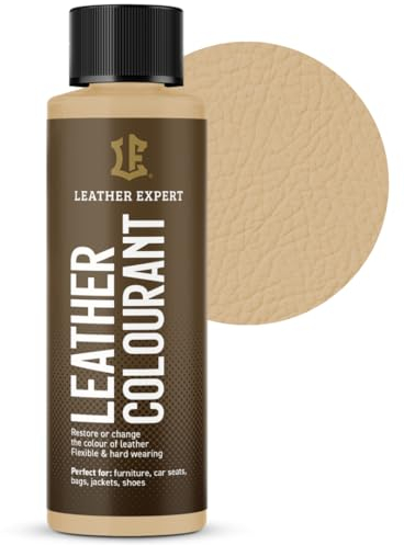 Sehr Deckend Wasser Lederfarbe Beige - 50 ml Leather Paint für Natur und ÖkoLeder - Leather Dye Ohne Alkohol für alle Lederaccessoires - Reißt oder Blättert Nicht ab