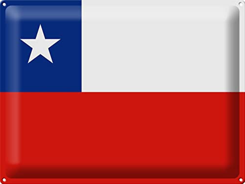 Blechschild Flagge Chile 40x30 cm Flag of Chile Deko Schild tin Sign
