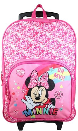 Bagtrotter – Sac à Dos à roulettes 41 cm – Minnie So Cool Rose – Primaire – 2 Compartiments – Dos et Bretelles rembourrés – Bandes Réfléchissantes – Licence Officielle Disney