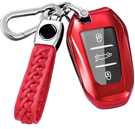 Z.MYUKI 【5 Farben】 Grandland X Schlüsselhülle mit Schlüsselanhänger für Opel Grandland 2017-2025 2026 Zubehör Original (Rot)