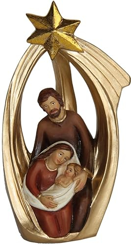 FADEDA Hlg. Familie, Krippenblock mit Komet/Höhe:12 cm/handbemalt/detailgetreue Krippen Figuren - Weihnachten Tisch Dekoration Krippe Zubehör