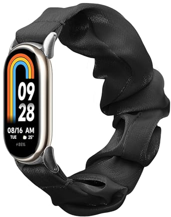 kwmobile Ersatz Armband kompatibel mit Xiaomi Mi Band 8 / Mi Band 9 - Smartwatch Scrunchie Haargummi Design Schwarz - Innenmaße 14-19 cm