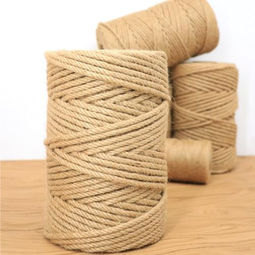 Juteseil, 3 mm dickes, gedrehtes Manila-Seil, Tauziehen, natürliches strapazierfähiges Hanfseil für Schaukelbett, Handwerk, Geländer, Tauziehen, Heimdekoration (180 m, 3 mm)