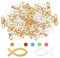 100 Holzfische Kommunion Streudeko Fische Gold, Streudeko Konfirmation, Holzfische Deko, Holz Fische Tischdeko Gold, Streudeko Fische, für Taufe Deko, Tischdeko Konfirmation (Weiß&Gold)