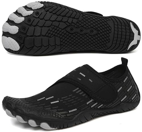 ziitop Barefoot Water Shoes Womens Mens Swim Beach Pool Sea Wet Aqua Shoes Quick Drying Lightweight Comfortable Breathable for Water Aerobics Trainers Unisex Sport Diving Shoes Black White