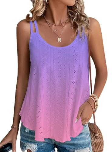 Damen Tanktops Ist Bügelfrei Träger Tops Ärmellose Blusentop Rosa Lila M