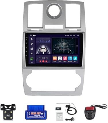 For Chrysler 300C 1 2004-2011 Android12 In Dash Double DIN Car Stereo,Wireless CarPlay & Wireless Android Auto, 9 IPS Touchsreen BT 5.0/GPS/SWC/FM AM Radio/RDS/DAB/HD Live Rearview/OBD 2 (Size : M70