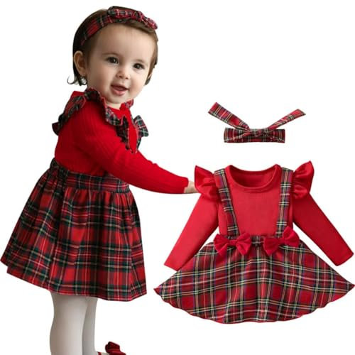 TenhCreek Baby Girl Clothes Newborn Infant Girl Long Sleeve Romper Baby Girl Outfit Dess + Headbands 3-18 Months