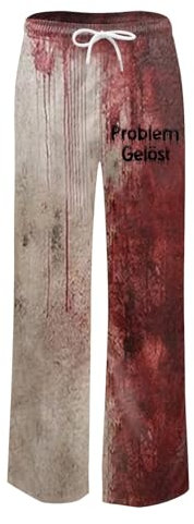 Problem Gelöst Jogginghose, Halloween Kostüm Horror Blutflecken Gothic Jogginghose Sporthose Streetwear Elastischer Baggy Trainingshose Laufhose Cosplay Mit Kordelzug Freizeithose