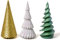 HAUCOZE 3pcs Noël Figurine Statue Moderne Décor Sculpture Arbre Arts Cadeau Maison Décorations Décorations de Noëll Blanc+ Vert+Or avec Glitter Résine 15cm