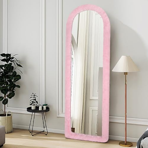 AnorTrek Fluffy Mirror Cover for Arched & Full-Length Mirrors (59x16) – Stretch Fabric, Non-Slip Backing, Decorative Protector – Soft & Durable Décor (Mirror Not Included)