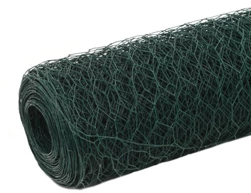 Hasenzaun Hundezaun Camping Gartenzaun Sichtschutz Begrenzungszaun Für Hunde - Maschendraht Stahl mit PVC-Beschichtung 25×1,2 m Grün für Bauernhof Parks Garten Camping