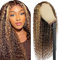Weeybay Echthaar Perücke für Damen Perücken Curly Wave Human Hair Wig Highlight Blond 4X4 Lace Closure 150% Density Unprocessed Remy Hair Glueless for Woman 30 Zoll
