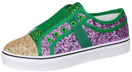 Pailletten Schuhe Grün, Schuhe Damen Frühjahr 2025, Glitzer Sneaker Pailletten Flach Schuhe Silber Outdoor Sportschuhe Slip On Laufschuhe Turnschuhe Festliche Schuhe Schnürsenkel Walkingschuhe