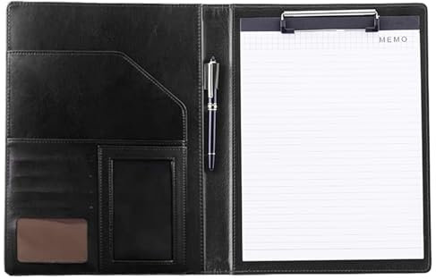 PU Leder Dokumentenmappe, Business Büro Mappen Organizer, Klemmbretter, A4 Konferenzmappe mit Klemmbrett, Schreibmappe, Klemmbrettmappe Schwarz, Konferenzmappe Portfolio für Schule Büro