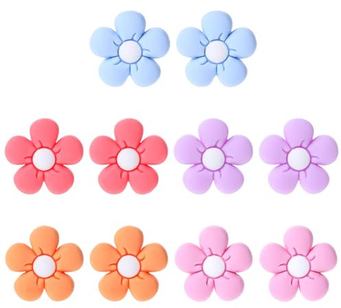 10 Stück Maschenstopper Silikon Nadelstopper für Stricknadeln Blumenmuster Stricknadel Stopper Bunte Stricknadeln Punktschutz Silikon Kappen zum Stricken Nähen Quilten Häkeln DIY-Kunstprojekt