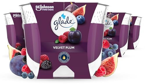Glade Duft-Kerze im Glas, Velvet Plum, bis zu 30 Stunden Brenndauer pro Kerze, (4 x 204 g)